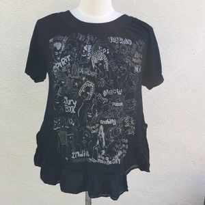 Black top with beading and ruffle bottom